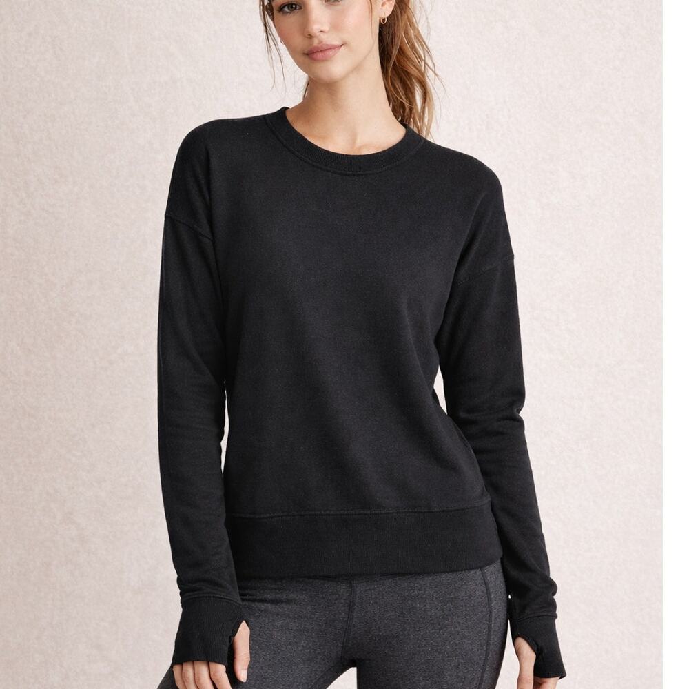 Athleta‎ Coaster Luxe Sweatshirt XS Black Thumbholes Soft Athleisure Top